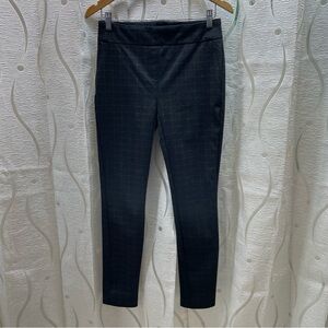 Dalia Plaid Pull On Trousers Womens 6 Black Grey Slim Leg Career Pants